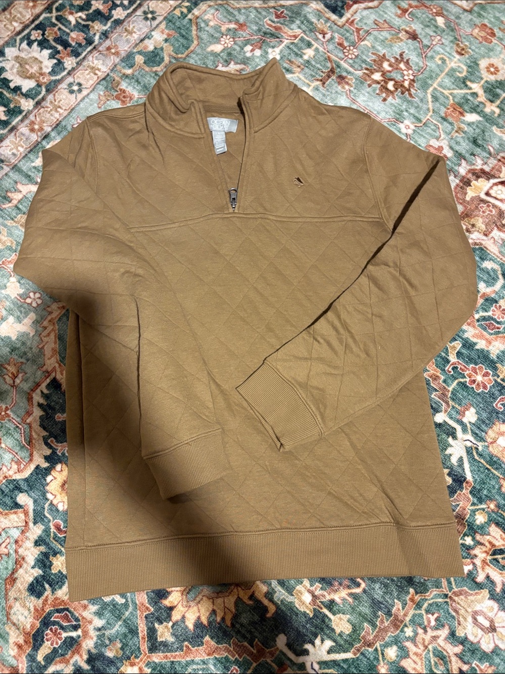 Men's Quilted Half-Zip Sweater Pullover - Brown
